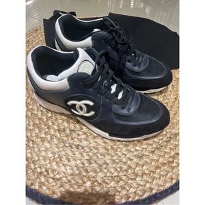 CHANEL Black and White Sneakers Size 42